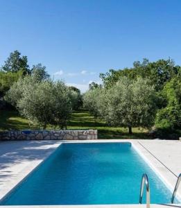 a blue swimming pool with trees in the background at ISTRIAN vibeS in Drenje
