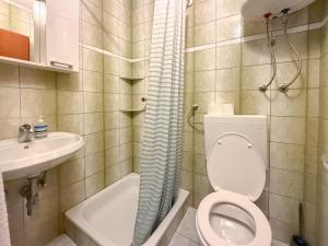 a small bathroom with a toilet and a sink at Apartments Nikola in Baška Voda
