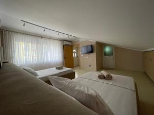 a hospital room with two beds and a television at Casa Di SI in Përmet