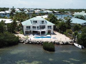 an aerial view of a house on the water at Ocean Dream in Marathon