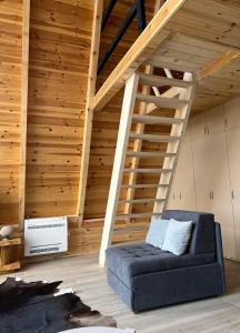 a living room with a couch in a attic at Vista Montis in Žabljak +17 photos