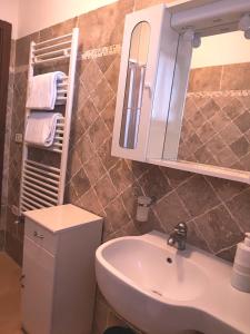 a bathroom with a sink and a mirror at Agriturismo la Canonica in Manciano