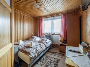 une chambre avec un lit, un bureau et une fenêtre dans l'établissement U Ziutka, à Jurgów