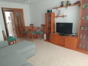 Playa de GandiaにあるFlorida Gandia Playaのソファと薄型テレビのあるリビングルーム