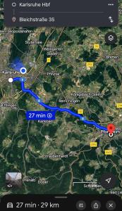 a map of the route of the kennine rift at Monteurwohnung mit Balkon und 4-Zimmern in Pforzheim