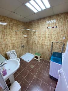 a bathroom with a sink and a toilet and a shower at Simple studio in Abu Dhabi in Abu Dhabi