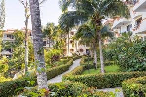 a pathway through a resort with palm trees and bushes at nNomad Studio mins from Sirena - Apartment in Sosua