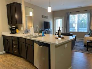 a kitchen with a sink and a counter top at The Hilliard Executive No Steps Amazing Beds! in Dublin +30 photos