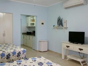a bedroom with a bed and a tv on a desk at Appartamento Vista Mare in Bayahibe