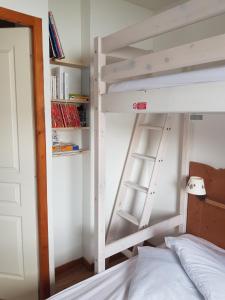 ein Schlafzimmer mit einem Etagenbett mit Leiter in der Unterkunft V du bachat joubarbes C N 02 - 3P5 in Chamrousse