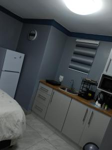 a small kitchen with a bed and a sink at Crompton Studio Apartment 786 in Durban +12 photos