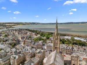 an aerial view of a city with a church at Steeple View Apartment - Cosy 1 bed in Montrose in Montrose