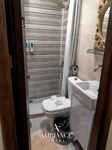 a small bathroom with a toilet and a sink at Ambiance House by-PX in Cairo