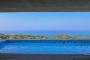a large swimming pool with a view of the ocean at Ocean Dunes Hideaway in Umhlanga