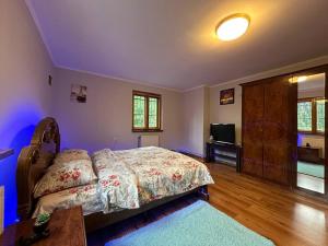 a bedroom with a bed and a television in it at Будинок відпочинку подобово in Ivano-Frankivsʼk