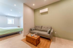 アヴィニョンにあるMas Saint Louisのソファとベッドのあるリビングルーム