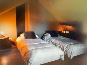 a room with two beds in a room at Au coeur de la Vallée in Érezée
