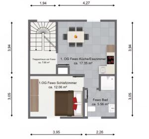 a floor plan of a house at Ferienwohnung Dreblow in Edertal