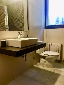 a bathroom with a sink and a toilet at Gran Casa Económica Piscina Privada Begur in Begur +5 photos