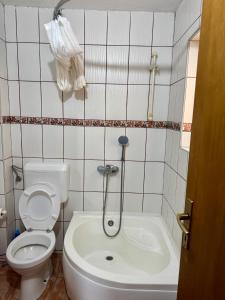 a bathroom with a toilet and a tub and a sink at New Hill house in Visoko +1 photo