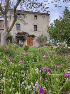 una casa con un campo de flores delante de ella en Romegosa Benestar, en Sant Marçal
