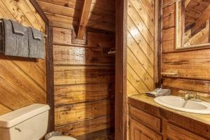 une salle de bains avec toilettes et lavabo dans l'établissement Mountaintop Romance private 10 mins from Gat and PF, à Sevierville 16 autres photos