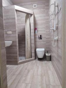 a bathroom with a toilet and a sink at Віта Поляна ,Карпати,квартира , апартаменти in Polyana