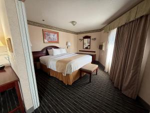 a hotel room with a large bed and a window at SureStay by Best Western Sunnyvale Silicon Valley in Sunnyvale +3 photos
