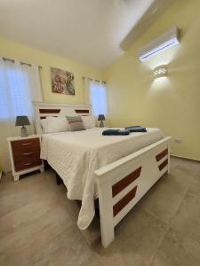 a bedroom with a large white bed in a room at KERY-OASIS 2bdr with pool close to the Beach in Las Terrenas