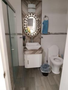 デュランゴにあるDpto Edenの洗面台、鏡、トイレ付きのバスルーム
