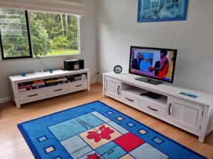 モリーモックにあるBeach Retreatのリビングルーム(薄型テレビ、ラグ付)