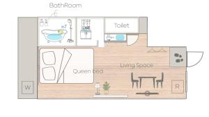 a floor plan of a small apartment with a bathroom at Vermidor Ebisu302 in Tokyo