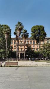 ローマにあるメラヴィーリアのヤシの木が目の前に広がる建物