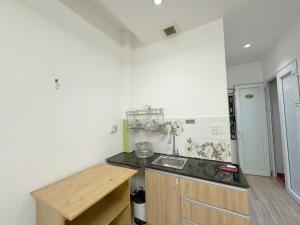 a kitchen with a sink and a counter top at Annie Danang Hotel & Apartment in Danang