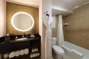 a bathroom with a sink and a toilet and a mirror at Hotel Angeleno in Los Angeles