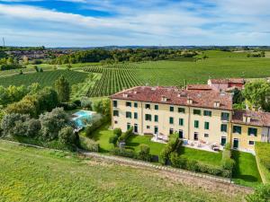 an aerial view of a house in a vineyard at Appartamento BULIAN I in Pozzolengo