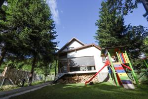 a house with a playground in the yard at Casa Emana in Teşila