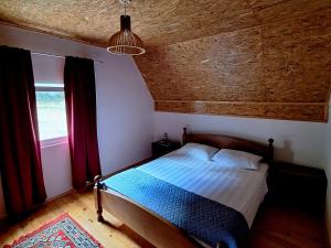 a bedroom with a bed and a window at Vila Paramida in Šavnik