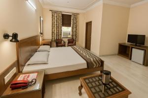 a hotel room with a bed and a television at Hotel C Park, Karol Bagh, New Delhi in New Delhi