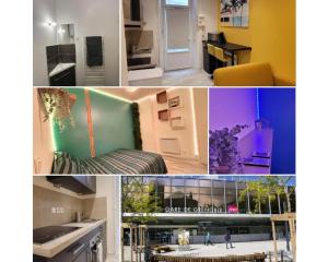 a collage of pictures of a kitchen and a room at Le 136 B in Grenoble +1 photo