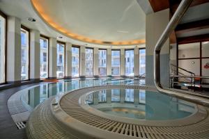 - une grande piscine dans un bâtiment doté de fenêtres dans l'établissement StaraPolana.EU & SPA, à Zakopane
