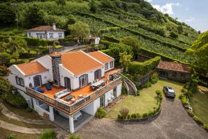 an aerial view of a house with a vineyard at Vila Islet View in Vila Franca do Campo