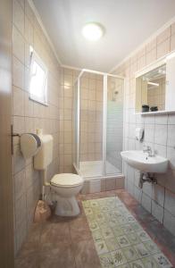 a bathroom with a toilet and a sink and a shower at Guest Accomodation Žura in Skradin