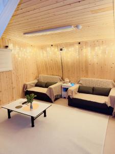 ソウルにあるShiny Picnicのソファ2つとコーヒーテーブルのあるリビングルーム