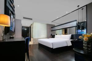 Katil atau katil-katil dalam bilik di 杭州火车东站桔子水晶酒店 Hangzhou East Railway Station Crystal Orange Hotel