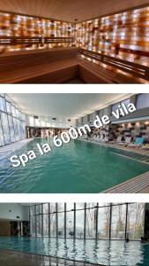 dos fotos de una piscina en un edificio en La Flori, en Sovata