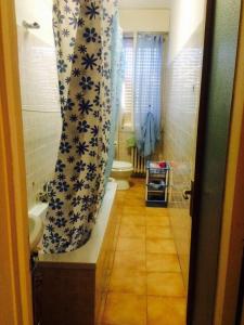 パヴィアにあるB&B Students homeのバスルーム(トイレ、シャワーカーテン付)