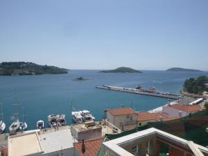 a view of a harbor with boats in the water at Paradisos House in Skiathos