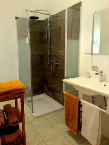 a bathroom with a shower and a sink at Santa Caterina Apartment in Arluno