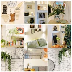 a collage of pictures of plants in a room at B&B Loft 57 in Amsterdam
